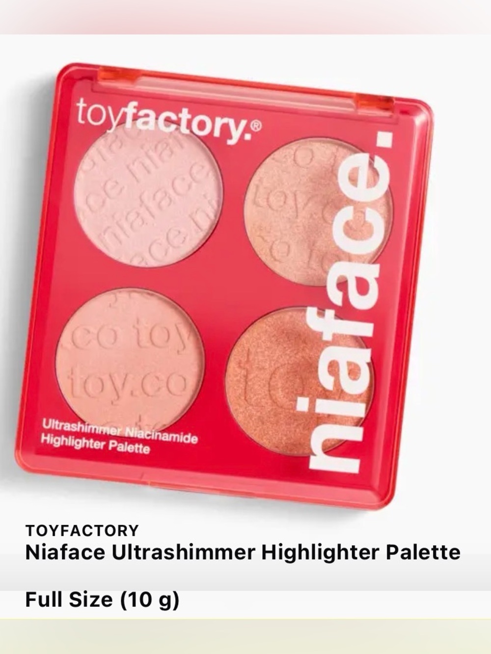 NWT TOYFACTORY Niaface Ultrashimmer Highlighter Palette, Full Size (10 g)